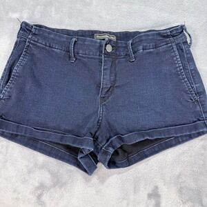 Abercrombie Fitch Womens Dark Blue Wash‎ Denim Cuffed Shorts Size 29